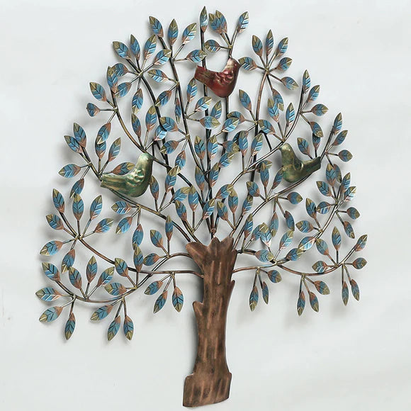 Blue Bird Tree Metal Wall Decor