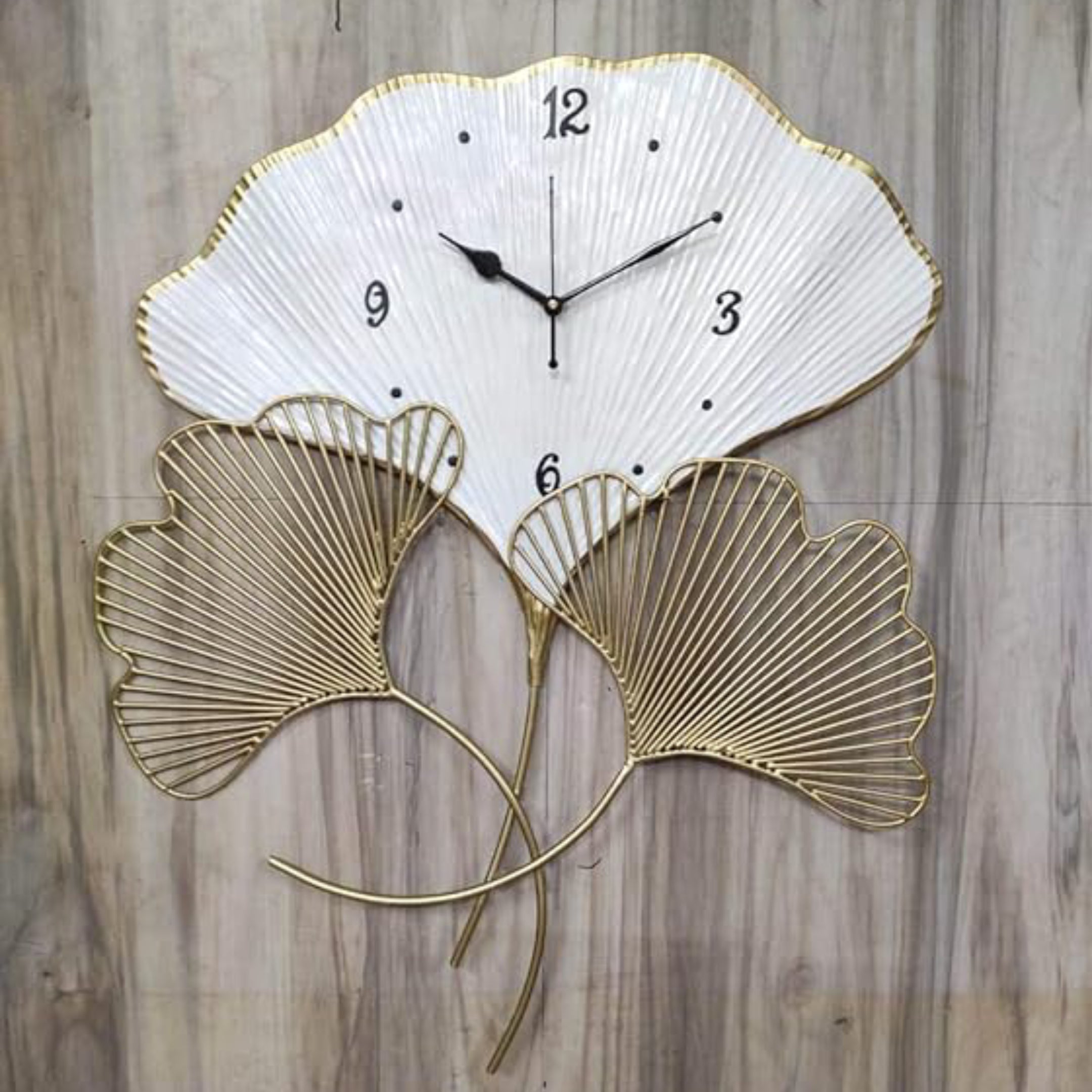 Modern White Leaf Inspired Metal Wall Clock