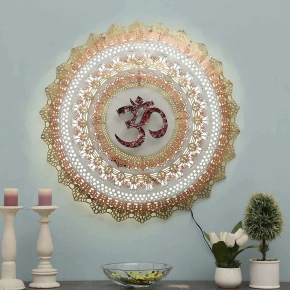Multicolour Om Round Wall Art
