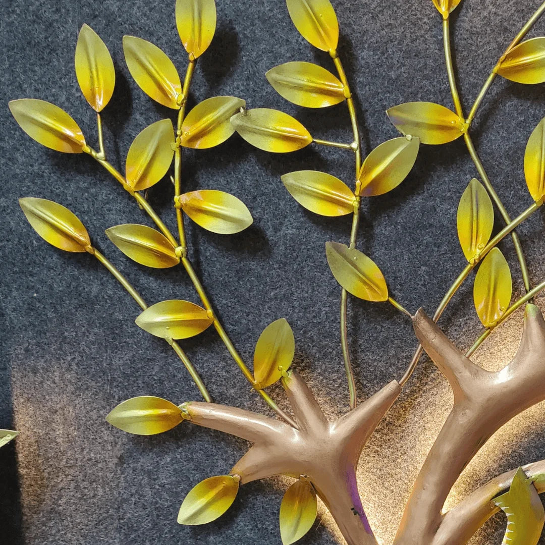 Elephant Family Under Tree Metal Wall Decor With Led – Large