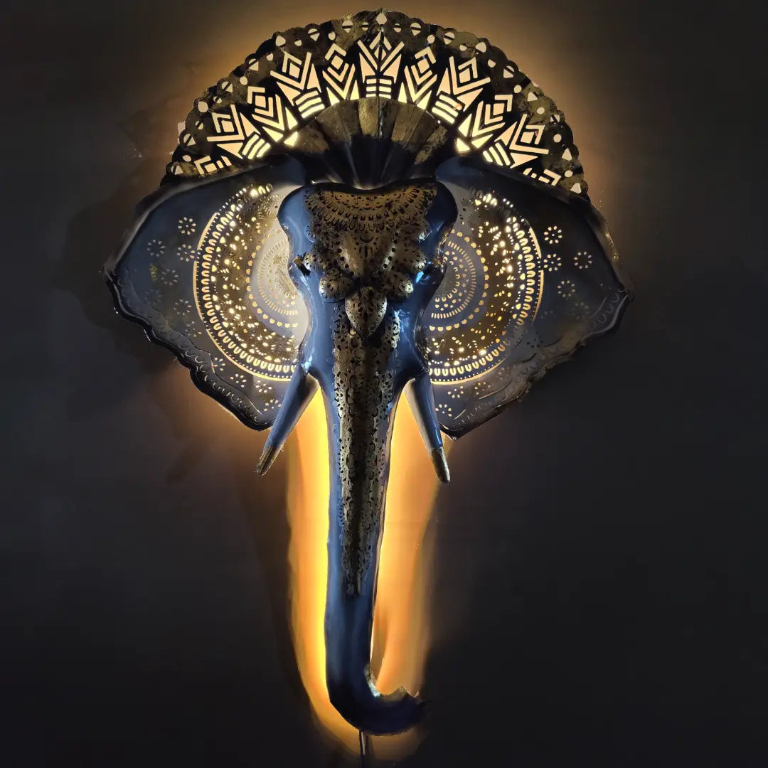 Metal Ganesha Wall Hanging with LED