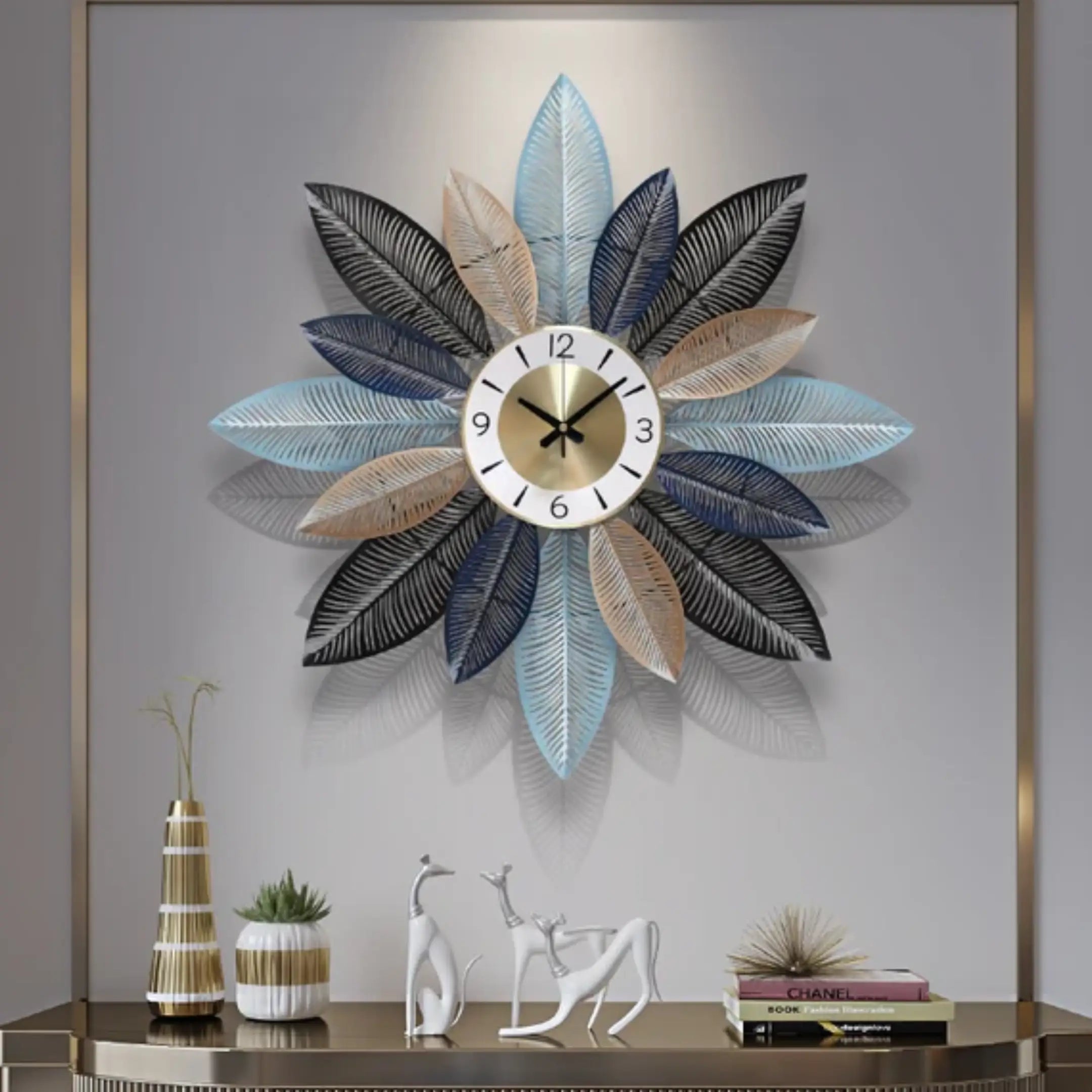 Multicolor Leaf Design Wall Clock