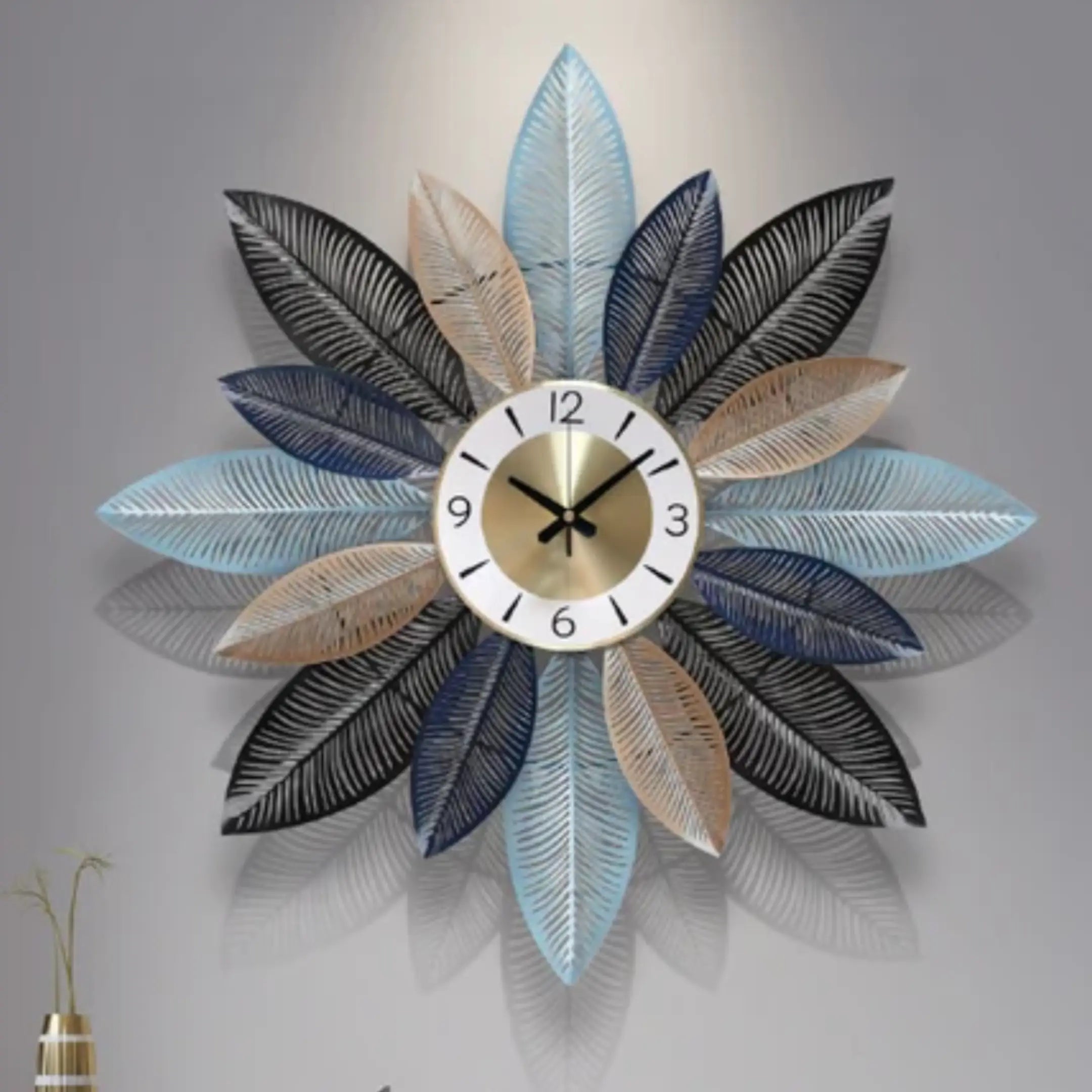 Multicolor Leaf Design Wall Clock